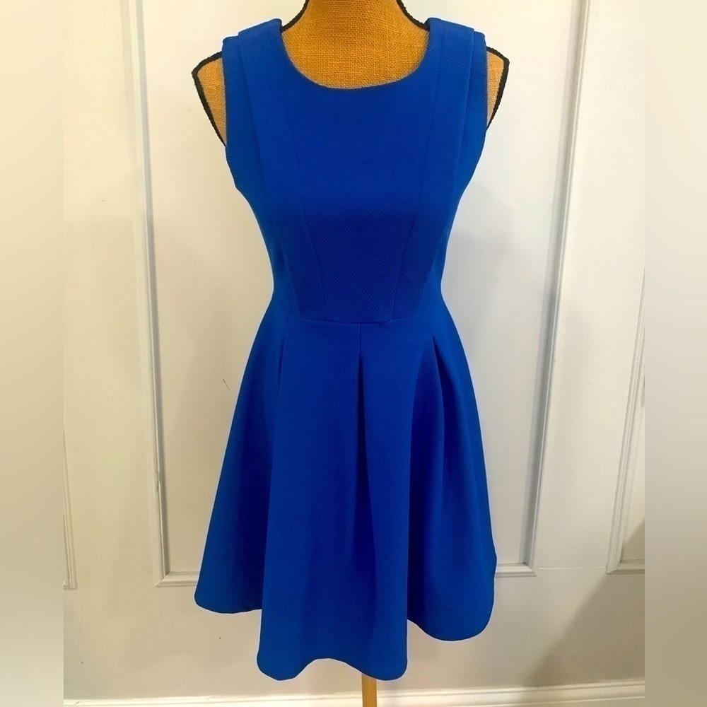 Emerald Sundae‎ Royal Blue Skater Dress Size M Keyhole Back Fit & Flare